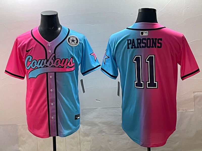 Men 2025 Dallas Cowboys #11 Parsons Blue pink Nike Limited NFL Jersey style 07->dallas cowboys->NFL Jersey